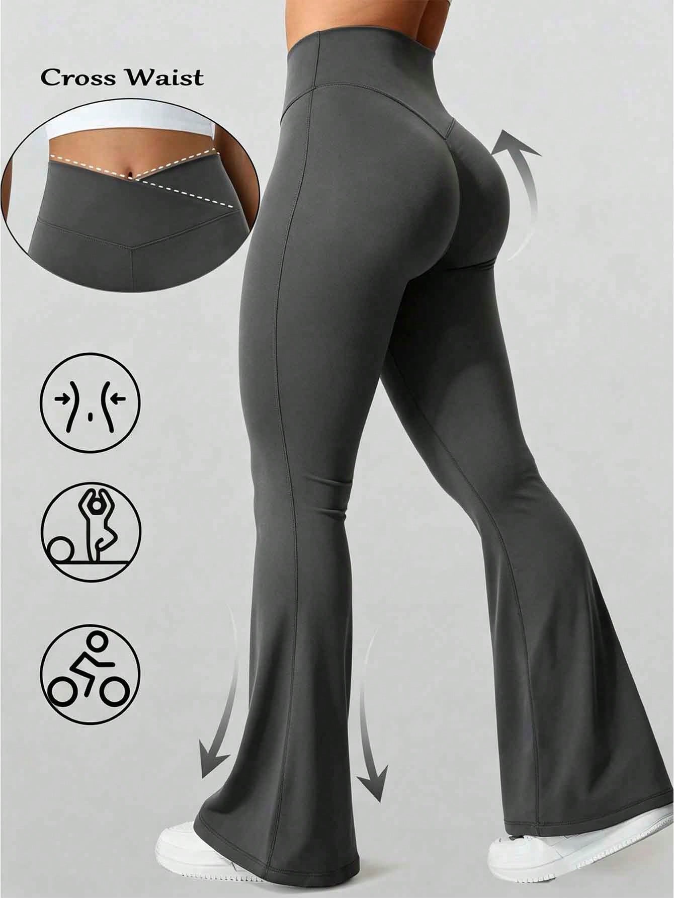 High-Waisted Leggings For Women, Suitable For Everyday Fitness And Yoga, Featuring A Flared Design And A Shapely Bottom.