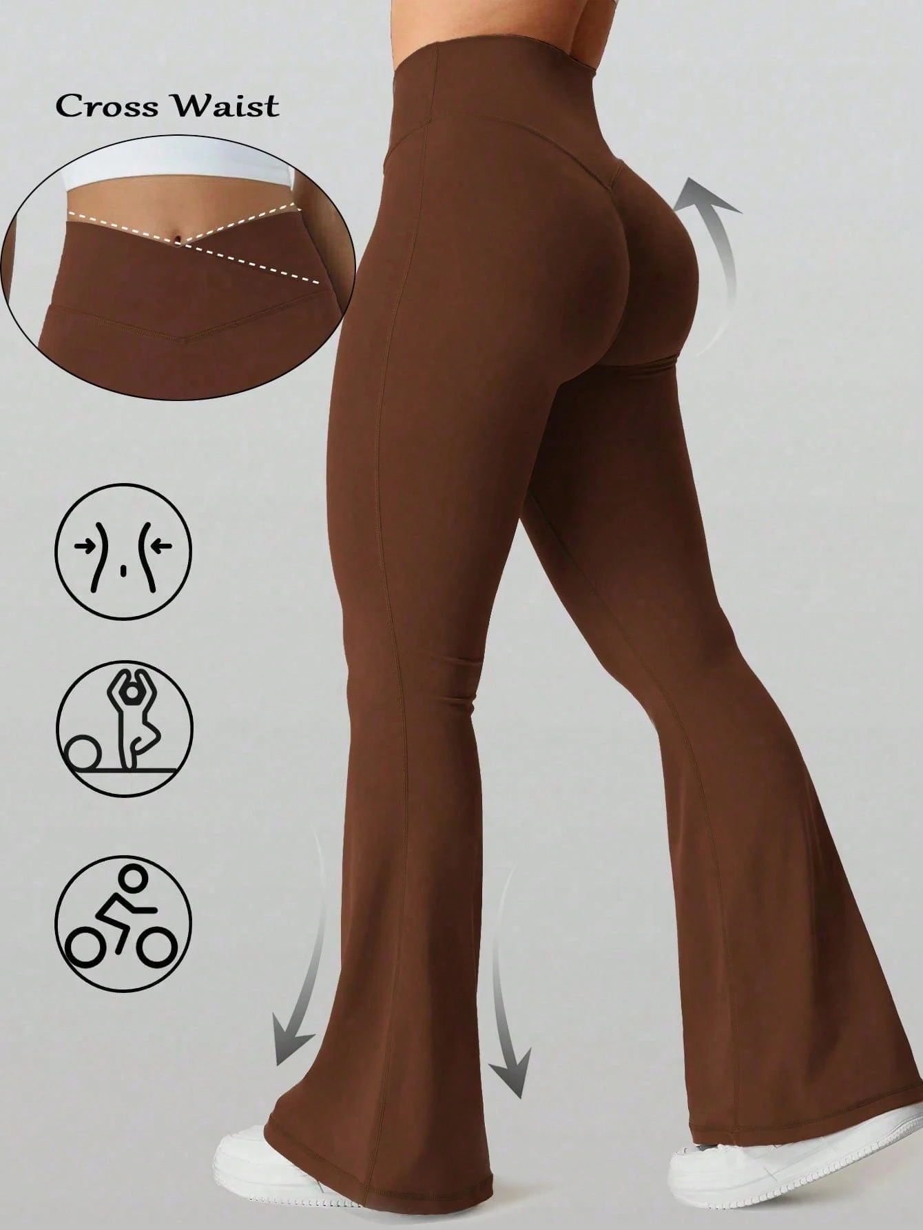 High-Waisted Leggings For Women, Suitable For Everyday Fitness And Yoga, Featuring A Flared Design And A Shapely Bottom.