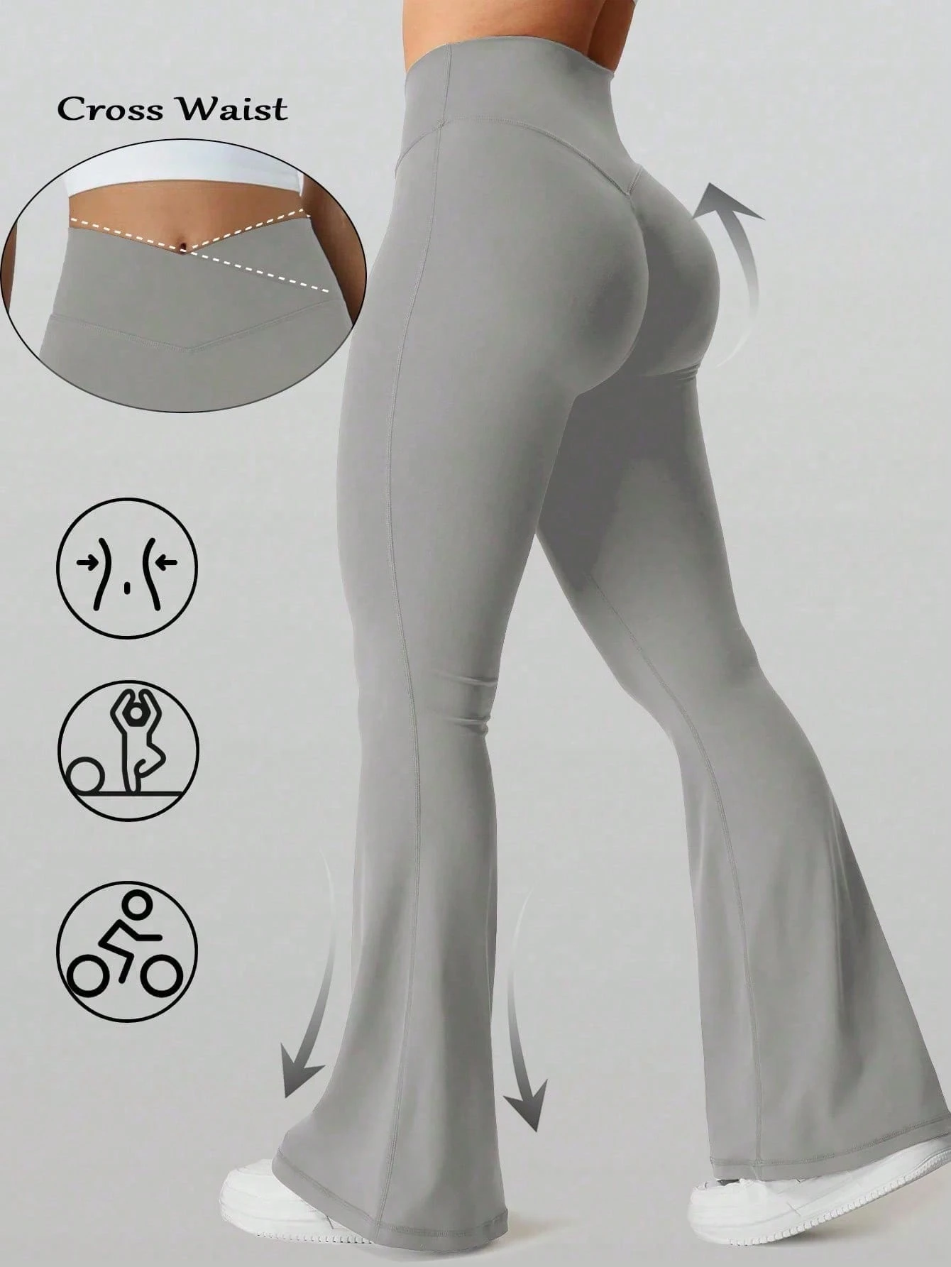 High-Waisted Leggings For Women, Suitable For Everyday Fitness And Yoga, Featuring A Flared Design And A Shapely Bottom.