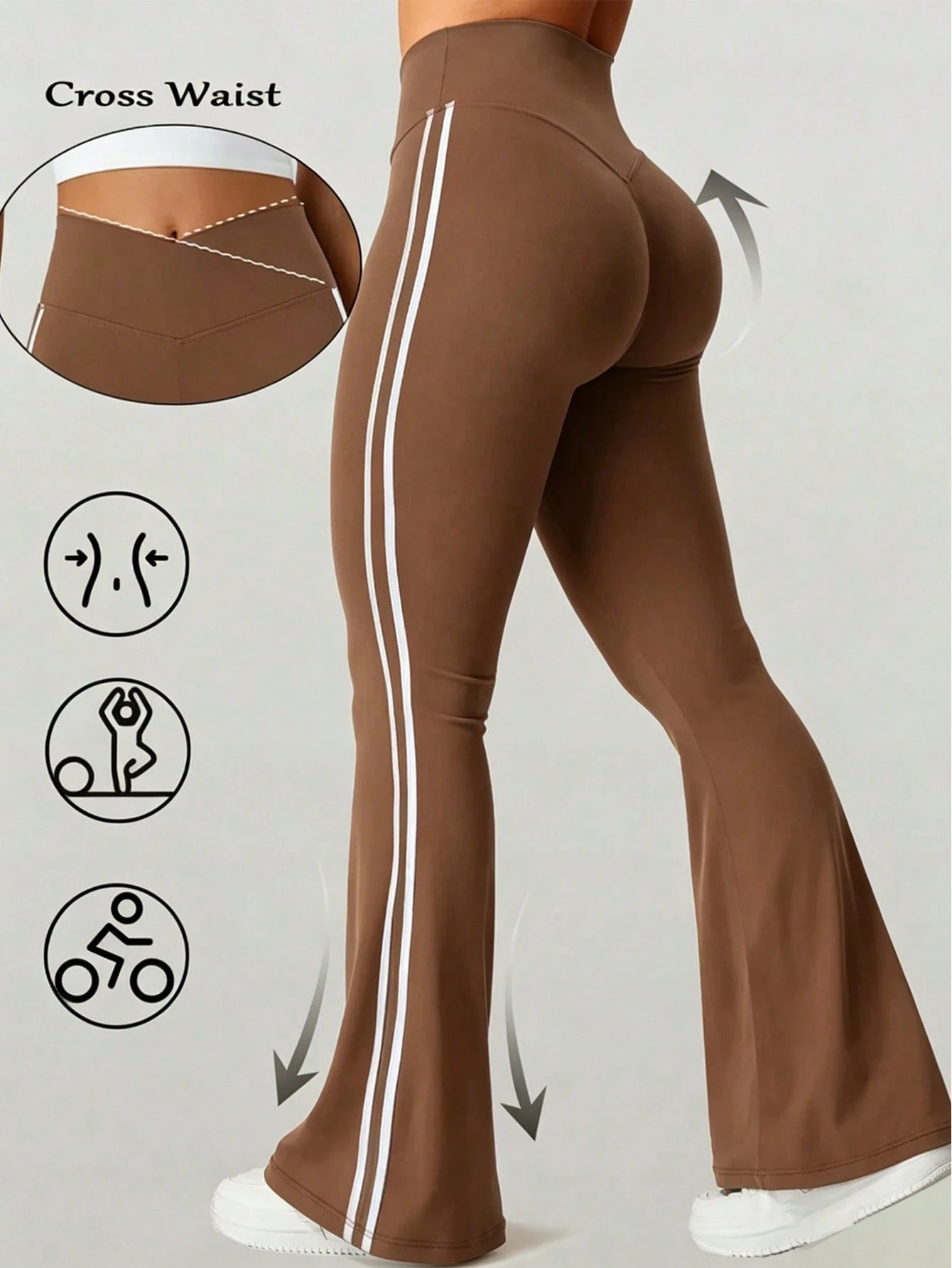 High-Waisted Leggings For Women, Suitable For Everyday Fitness And Yoga, Featuring A Flared Design And A Shapely Bottom.