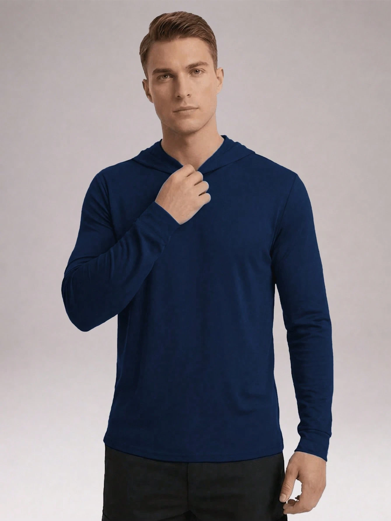 Men's Long Sleeve Tech Hoodie, Summer Sports Fishing Gear, Lightweight Waterproof Swim Hoodie, Suitable For Outdoor Running, Sun Protection Swim T-Shirt